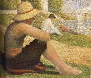 Georges Seurat The Boy Wearing hat on the ground USA oil painting artist
